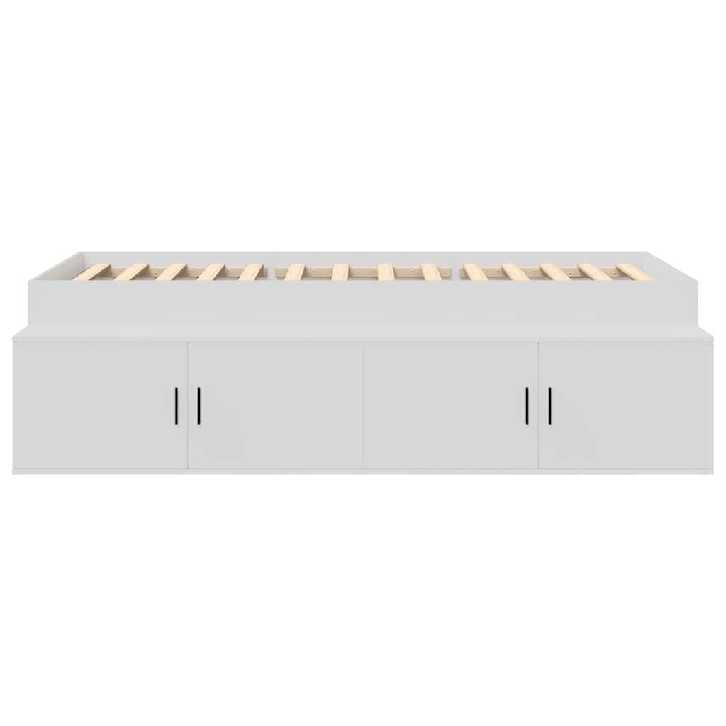 Lova Su Daiktų Laikymo Vieta Balta 90 X 200 Cm Apdirbta Mediena