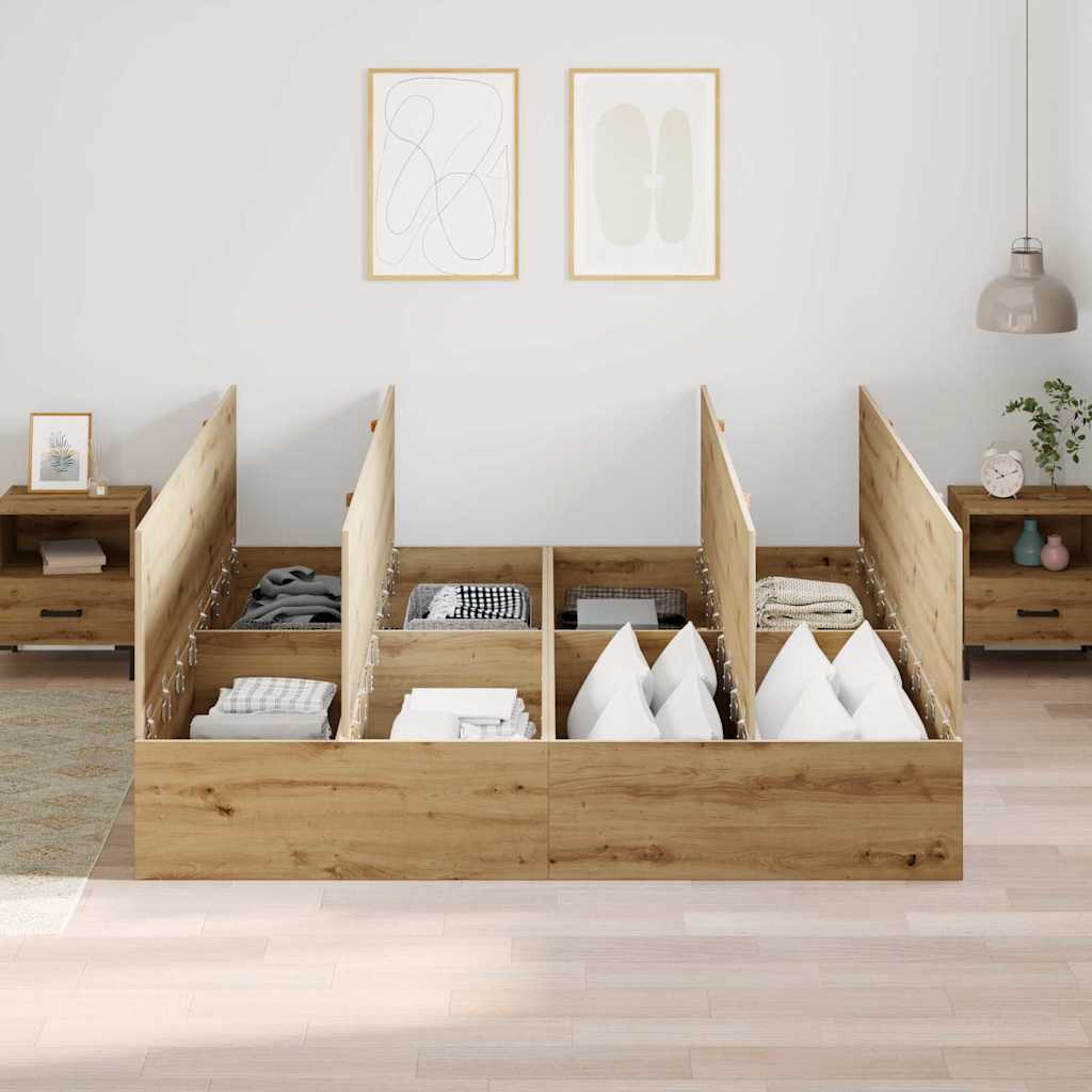 Lova Su Daiktų Laikymo Vieta Amatininkų Ąžuolas 200 X 200 Cm