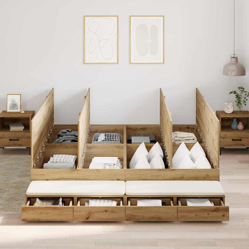 Lova Su Daiktų Laikymo Vieta Amatininkų Ąžuolas 200 Cm