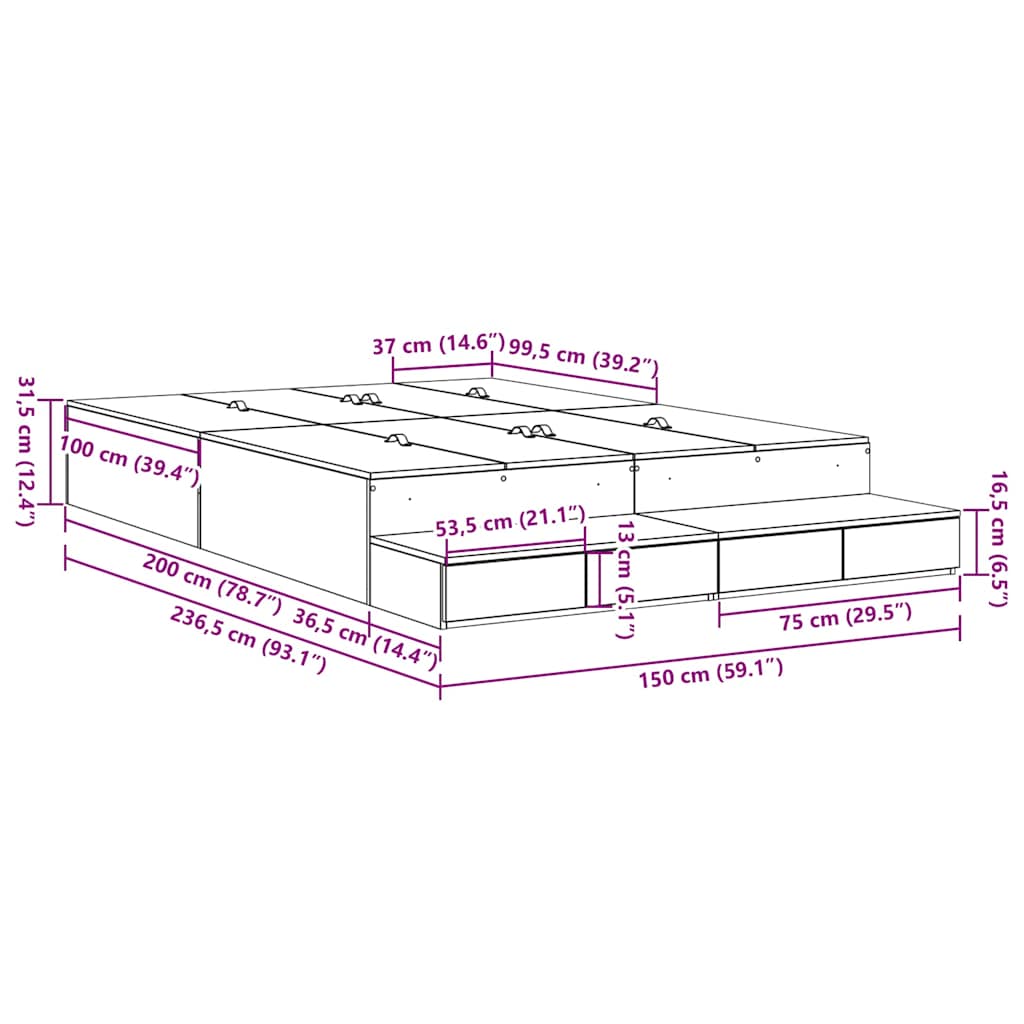Lova Su Daiktų Laikymo Vieta Su Stalčių Artisano Ąžuolo