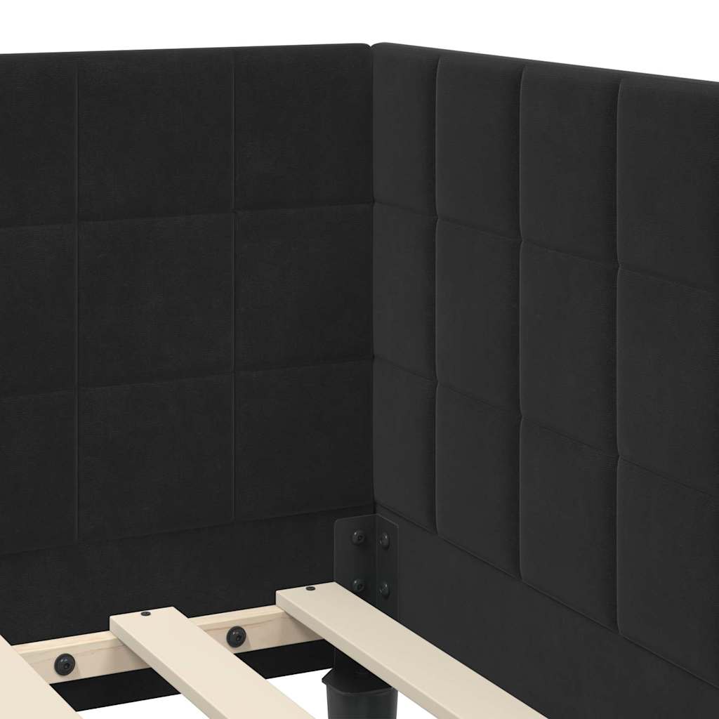 Kampinė Lovos Konstrukcija Su Čiužiniu 2 Pcs Juoda Aksomas