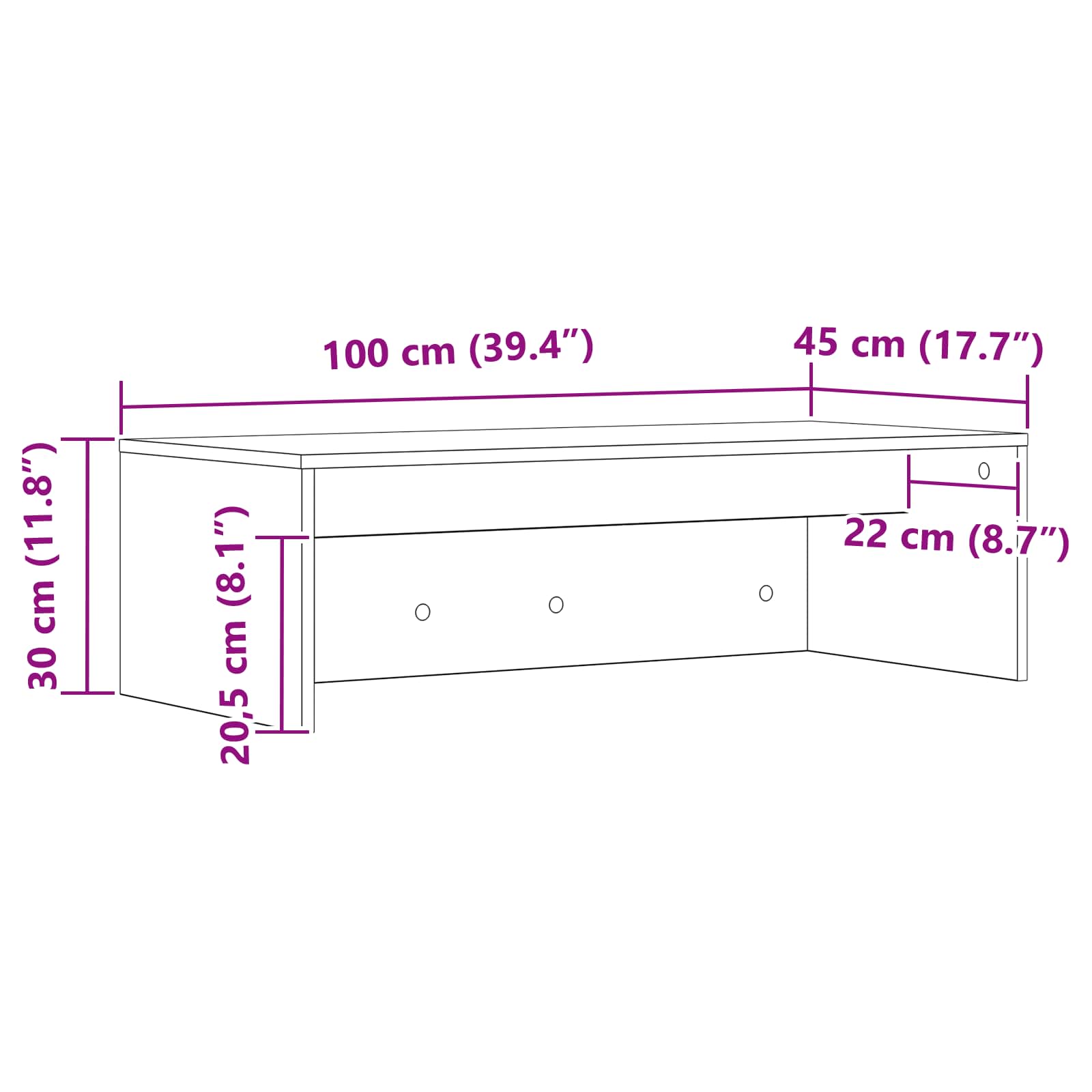 Prie Sienos Tvirtinamas Rašomasis Stalas Rūkyta Ąžuolas