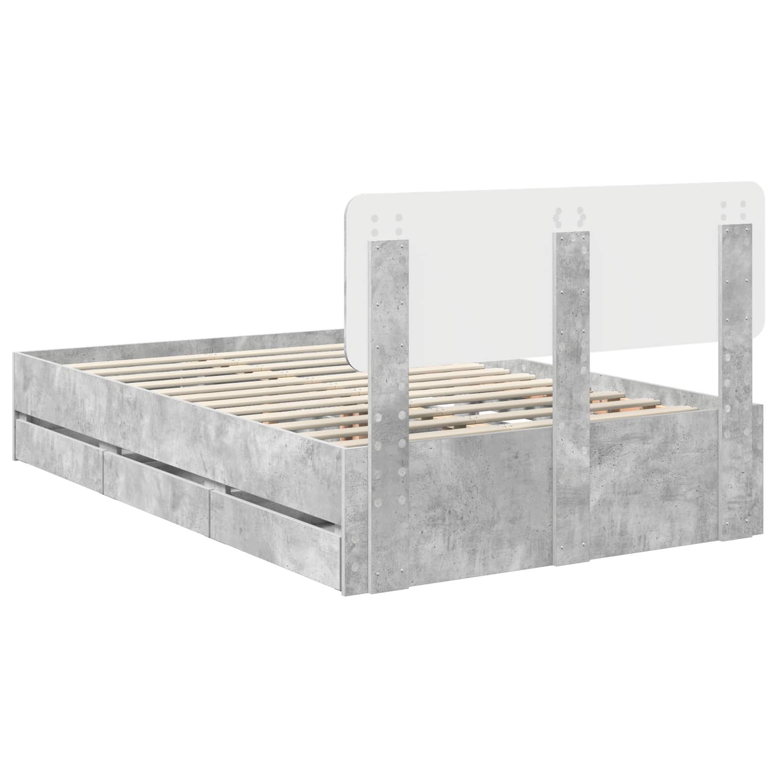 Lovos Rėmas Betono Pilka 135 X 190 Cm Inžinerinė Mediena