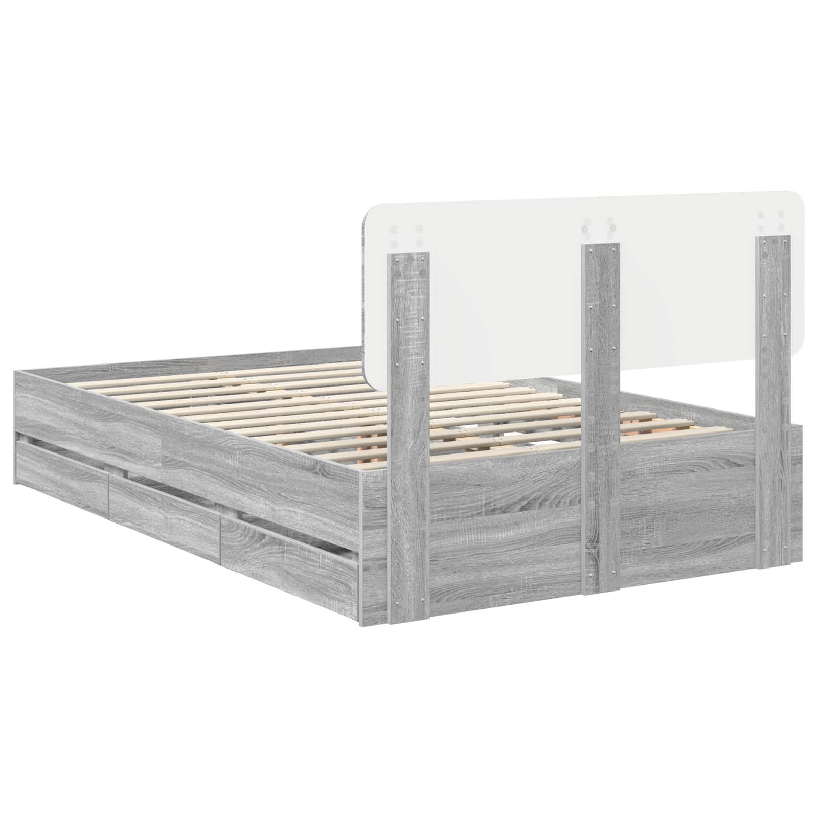 Lovos Rėmas Pilkas Sonoma 135 X 190 Cm Inžinerinė Mediena