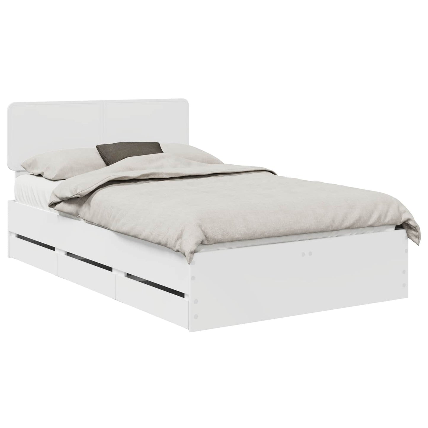 Lovos Rėmas Su Stalčių Balta 120 X 190 Cm Inžinerinė Mediena