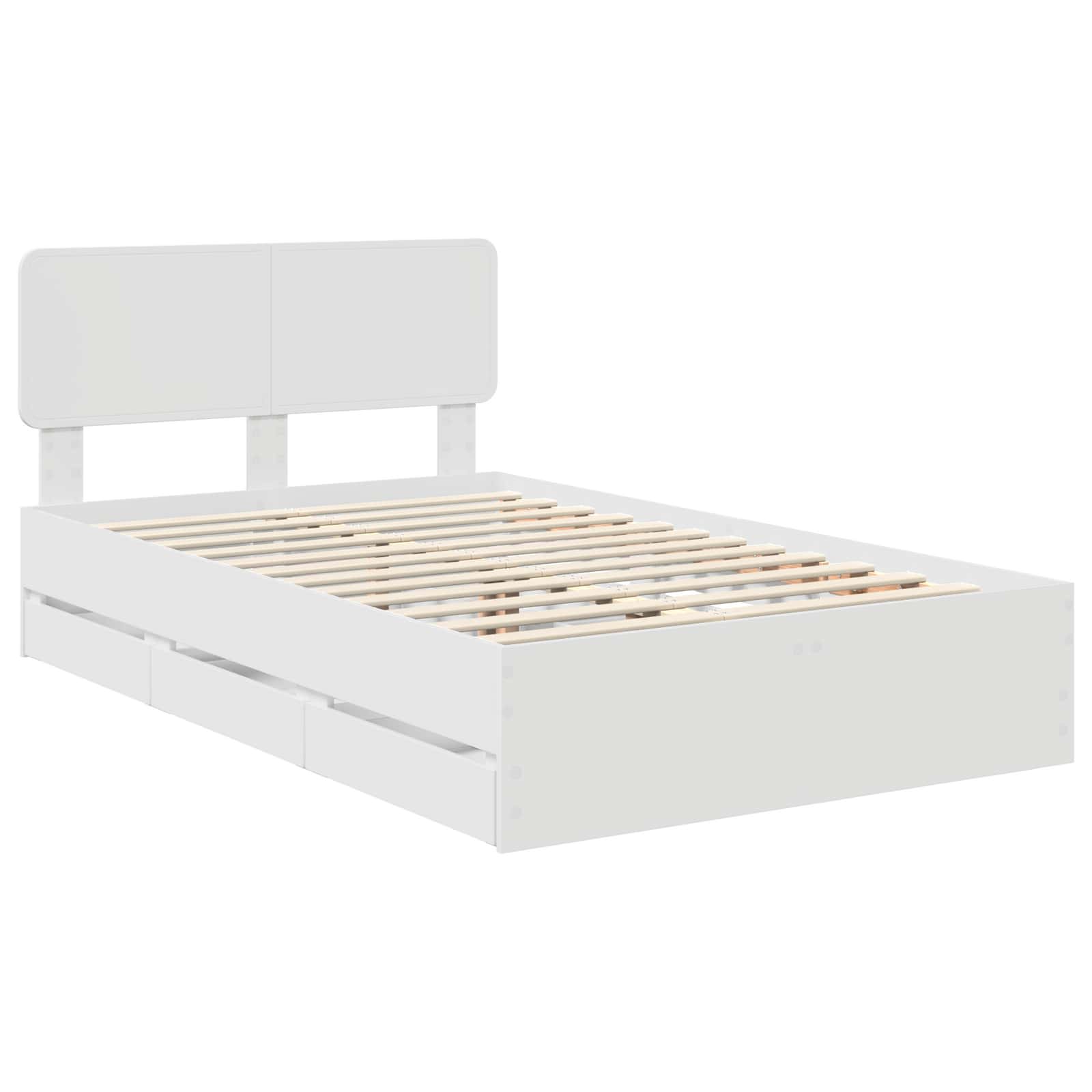 Lovos Rėmas Su Stalčių Balta 120 X 190 Cm Inžinerinė Mediena