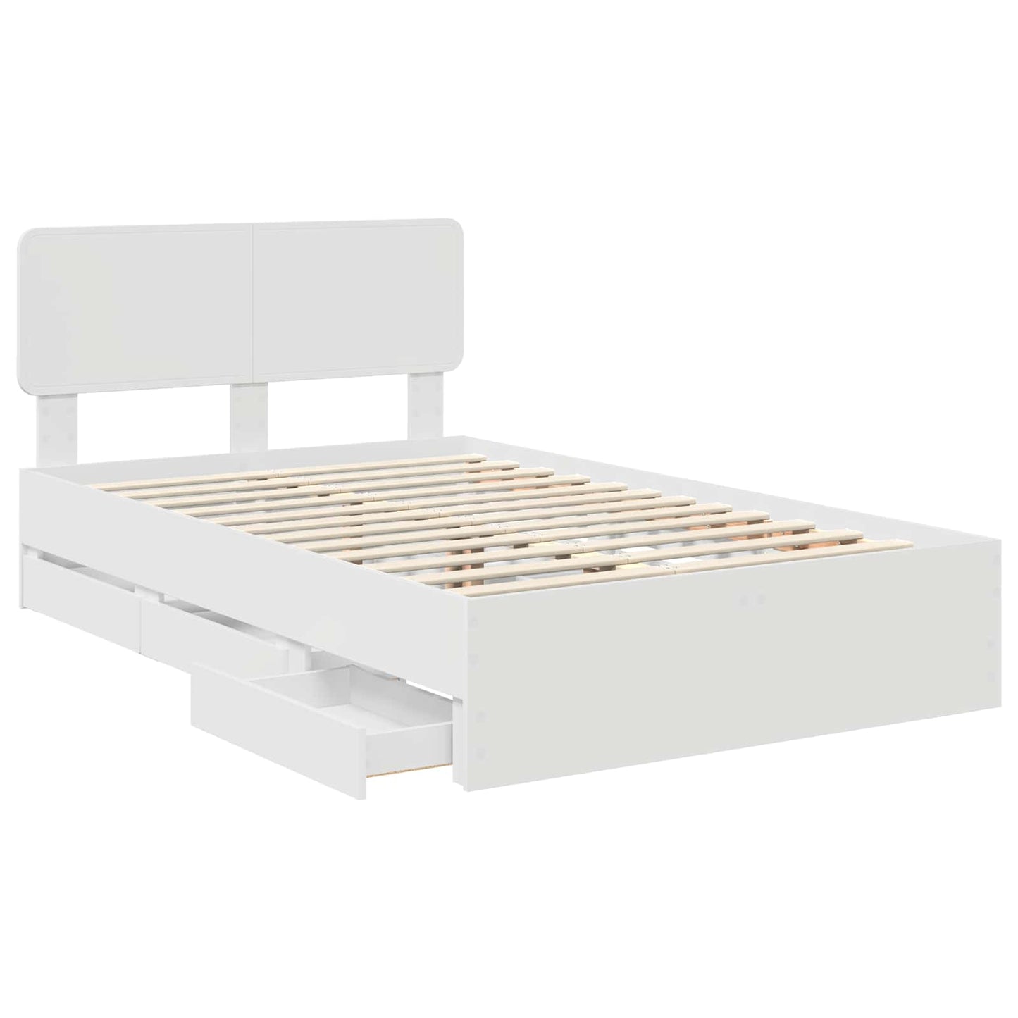 Lovos Rėmas Su Stalčių Balta 120 X 190 Cm Inžinerinė Mediena