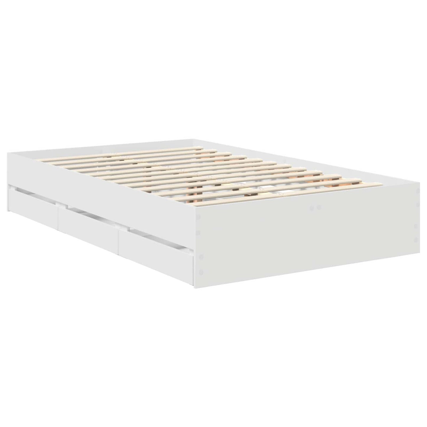 Lovos Rėmas Su Stalčių Balta 120 X 190 Cm Inžinerinė Mediena