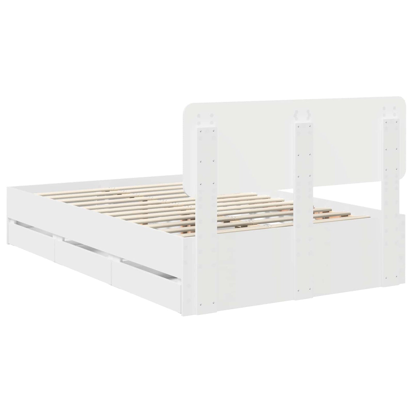 Lovos Rėmas Su Stalčių Balta 120 X 190 Cm Inžinerinė Mediena